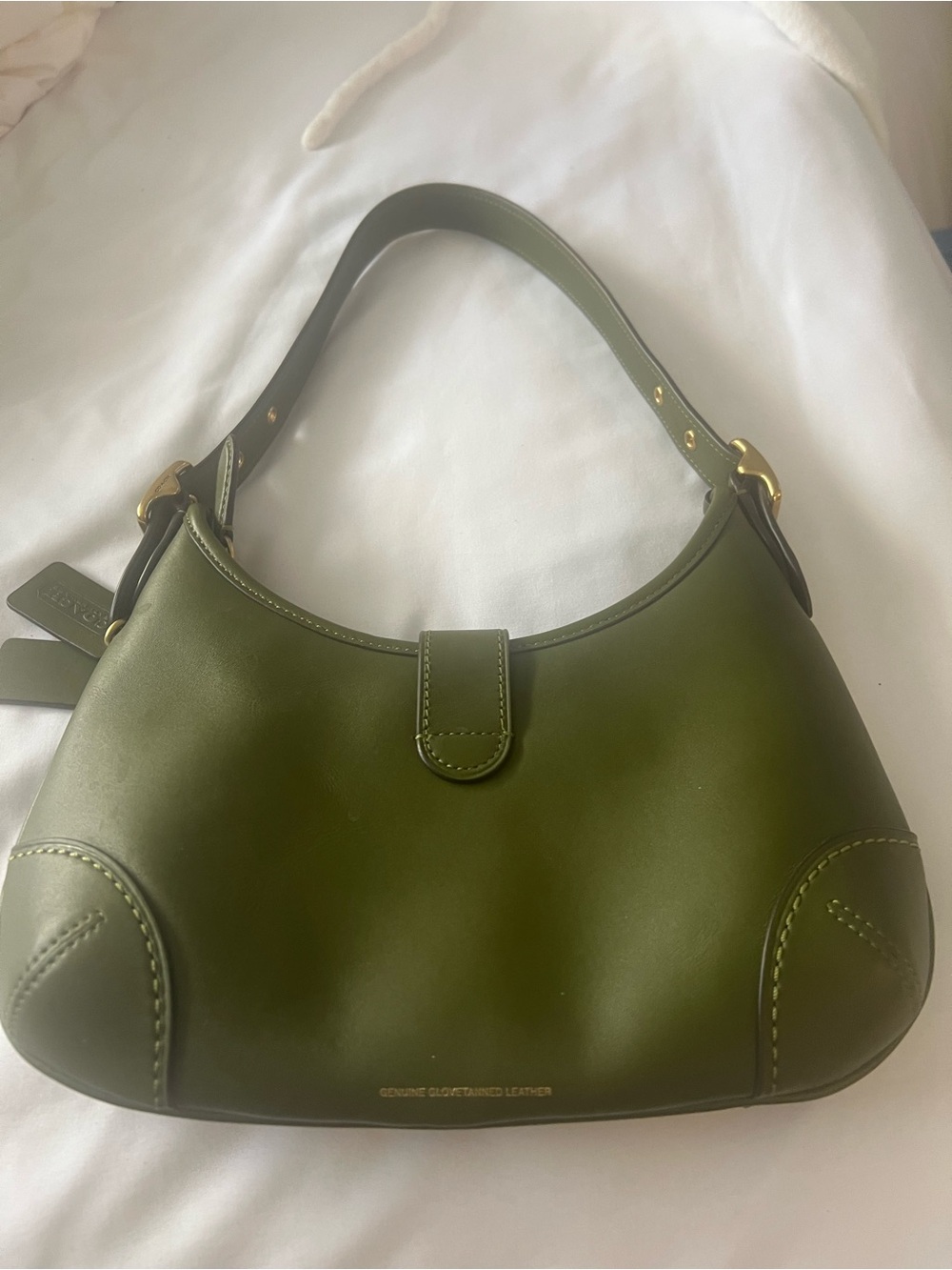 Coach Hampton Hobo Olive Green Leather Shoulder Bag with Gold Hardware - Picture 2 of 8